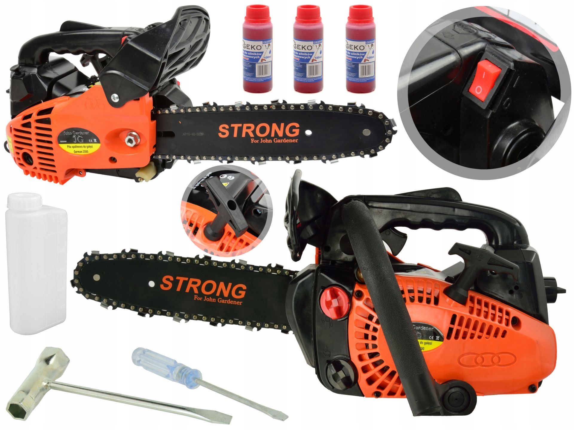  Geko petrol saw 1,5km chainsaw branches+ 3 x oil g82005
