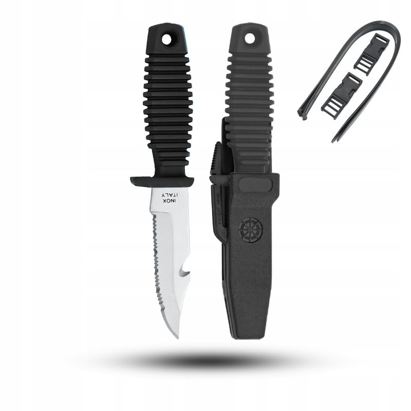  Diving knife mac coltellerie aquatys - black - aqt12.n + case + straps