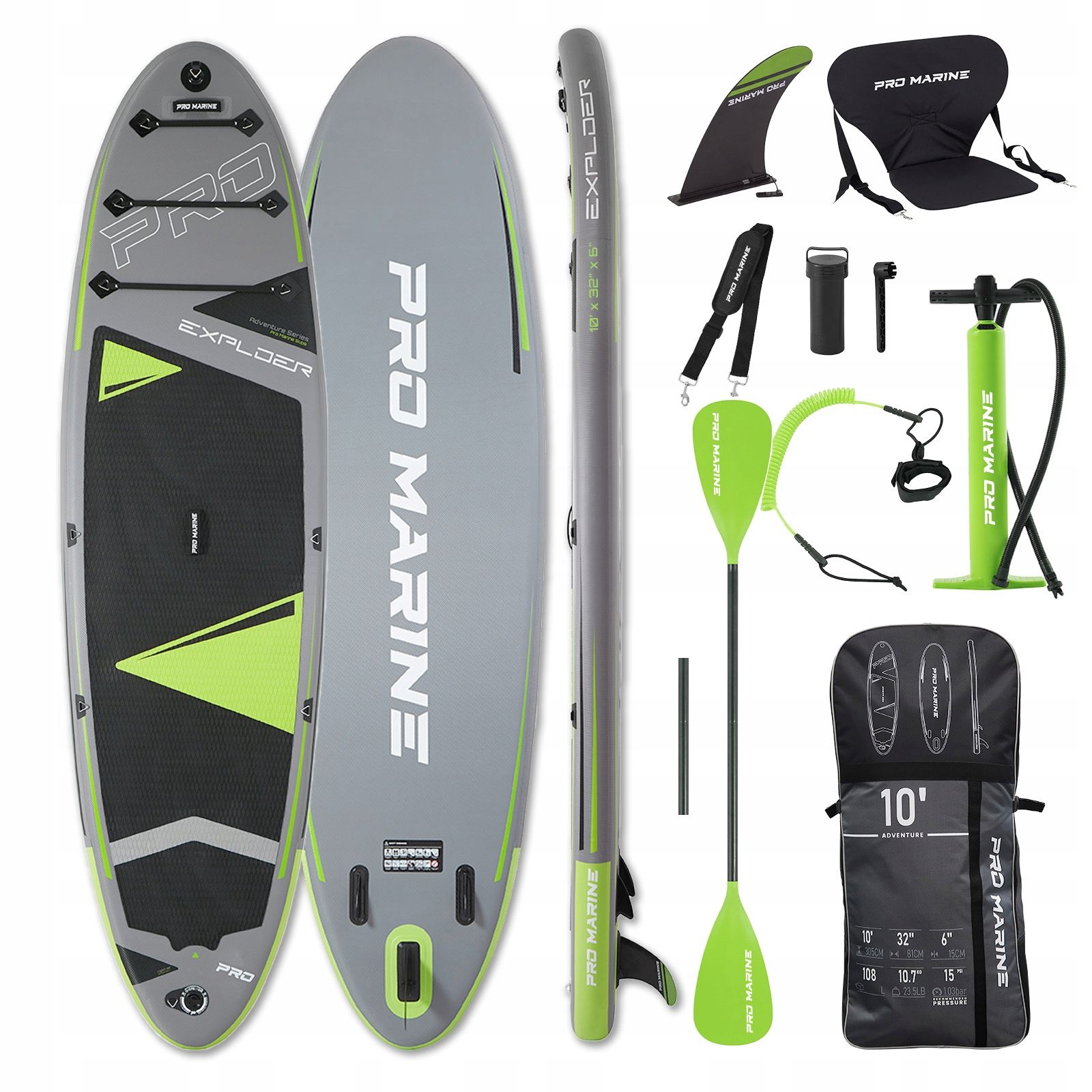  Sup lenta 305cm stand up paddle pro marine komplektas + sėdynė i steam deck priedai