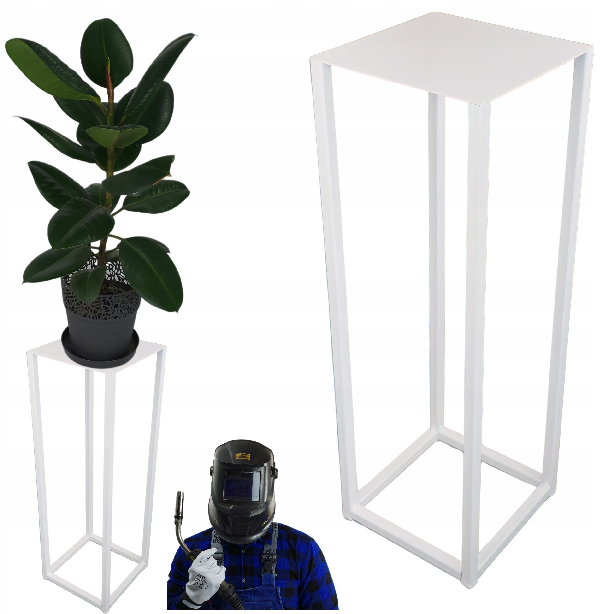  Metal stand for flowers white 80cm wooden platform flower stand standing loft style
