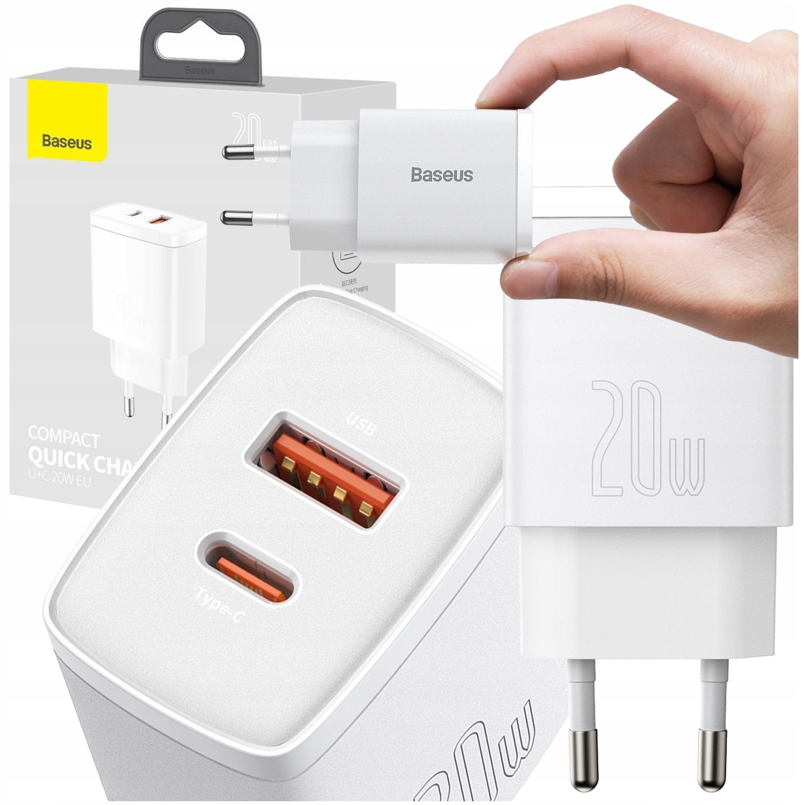  Baseusas greitai kroviklis telefonui 2xusb usb-c tvirtas maitinimo šaltinis 30w 3a pd qc