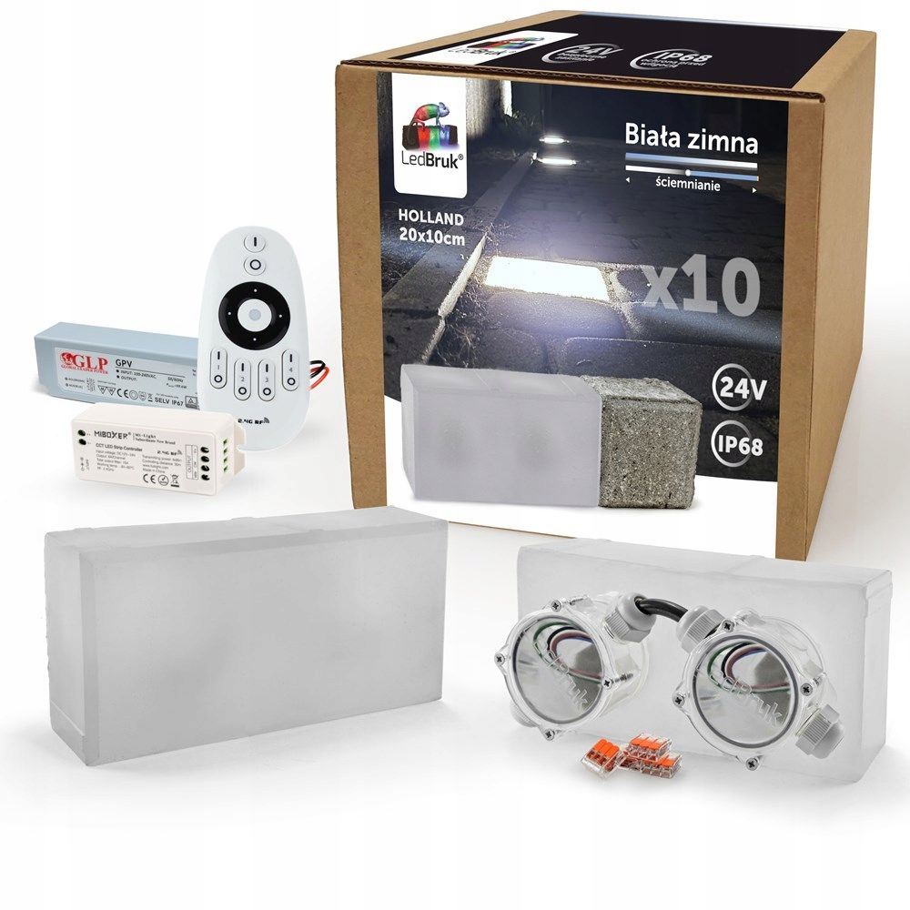  8x led šviečiančios trinkelės ledbruk 24v 20x10cm bz 5300k