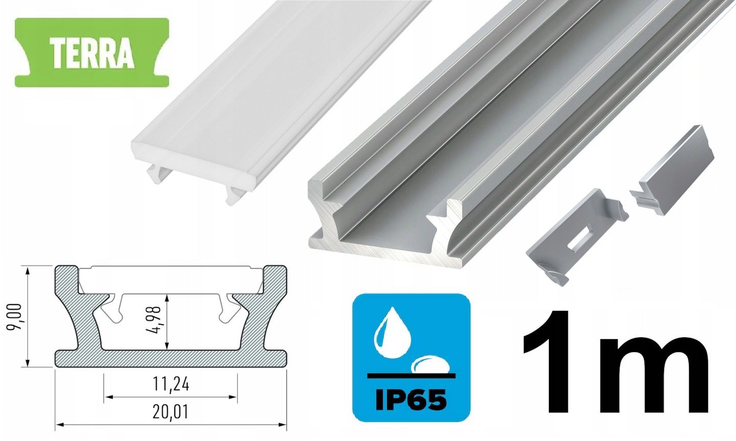  Profils led ūdensizturīgs ip65 ip67 terra sudrabs 2m