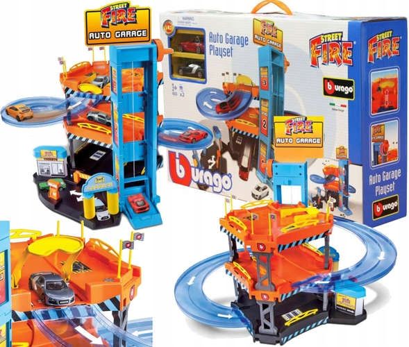  Bburago auta auto street fire parkoviště garáž třípatrový 2 auta 1:43