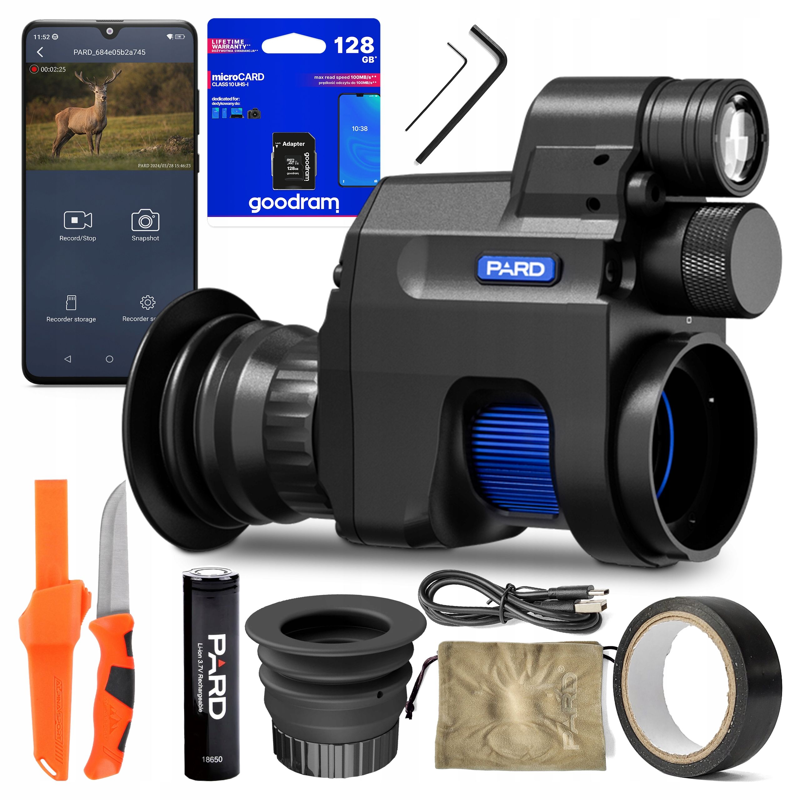  Night sight nozzle night vision pard nv-007v2 850nm 14,5mm + 128gb +1x aku
