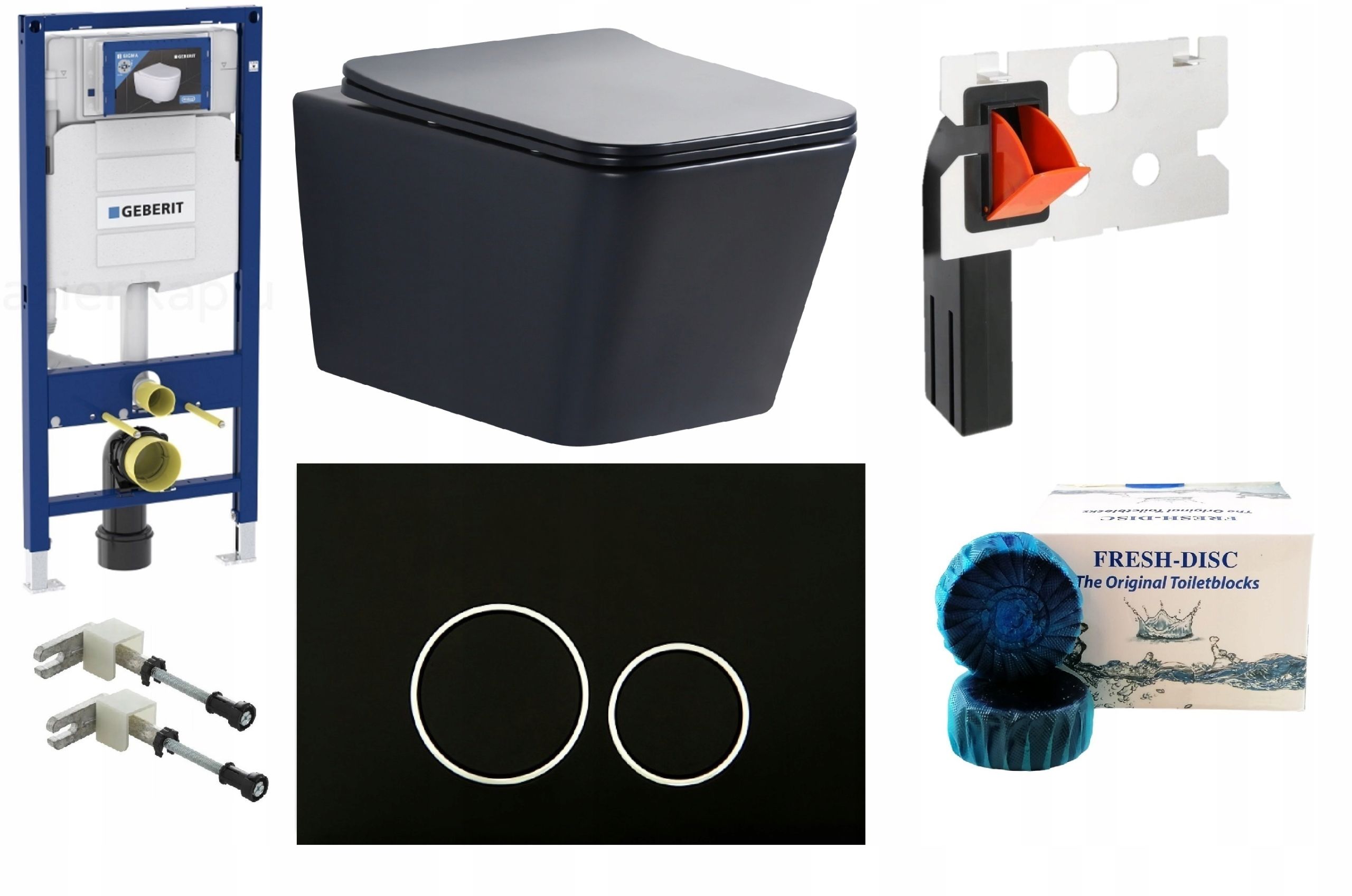 Wc rāmja komplekts geberit + atslēga + tualetes pods melns matēts + dēlis w/o+fresh