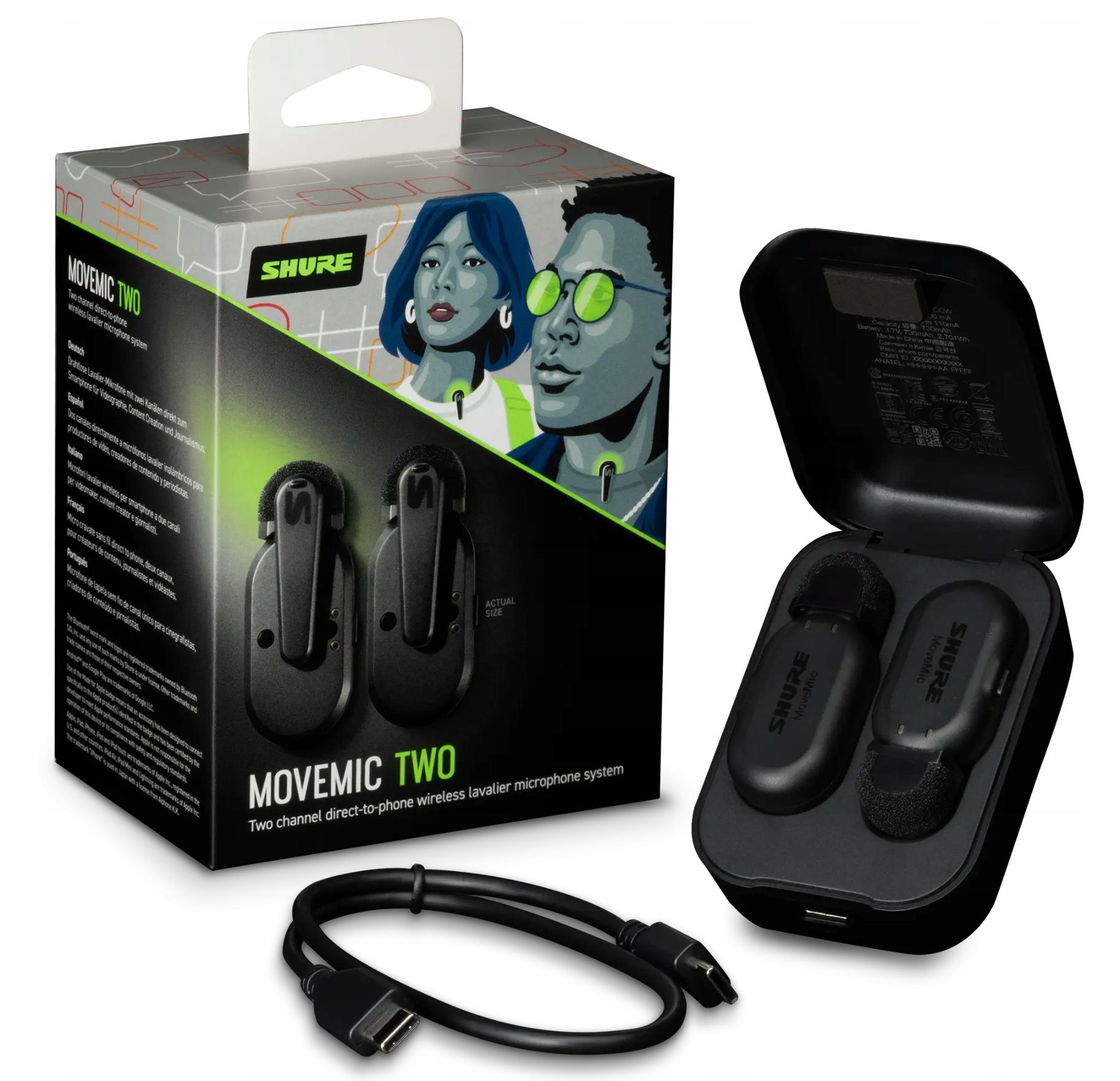  Shure movemic one belaidis mikrofonas lavalier į smartofnow su įkrovikliu