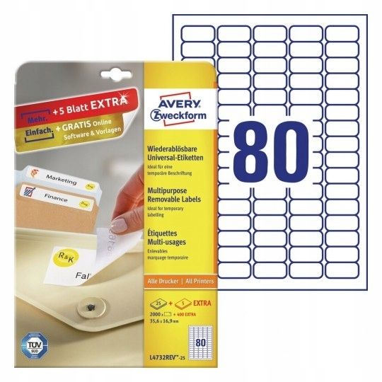  Avery etiketės nominali sidabras 25,4x10mm 6008