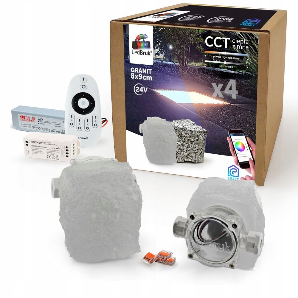  Ledbruk šviečiančios trinkelės 24v granitas 8x9 cct