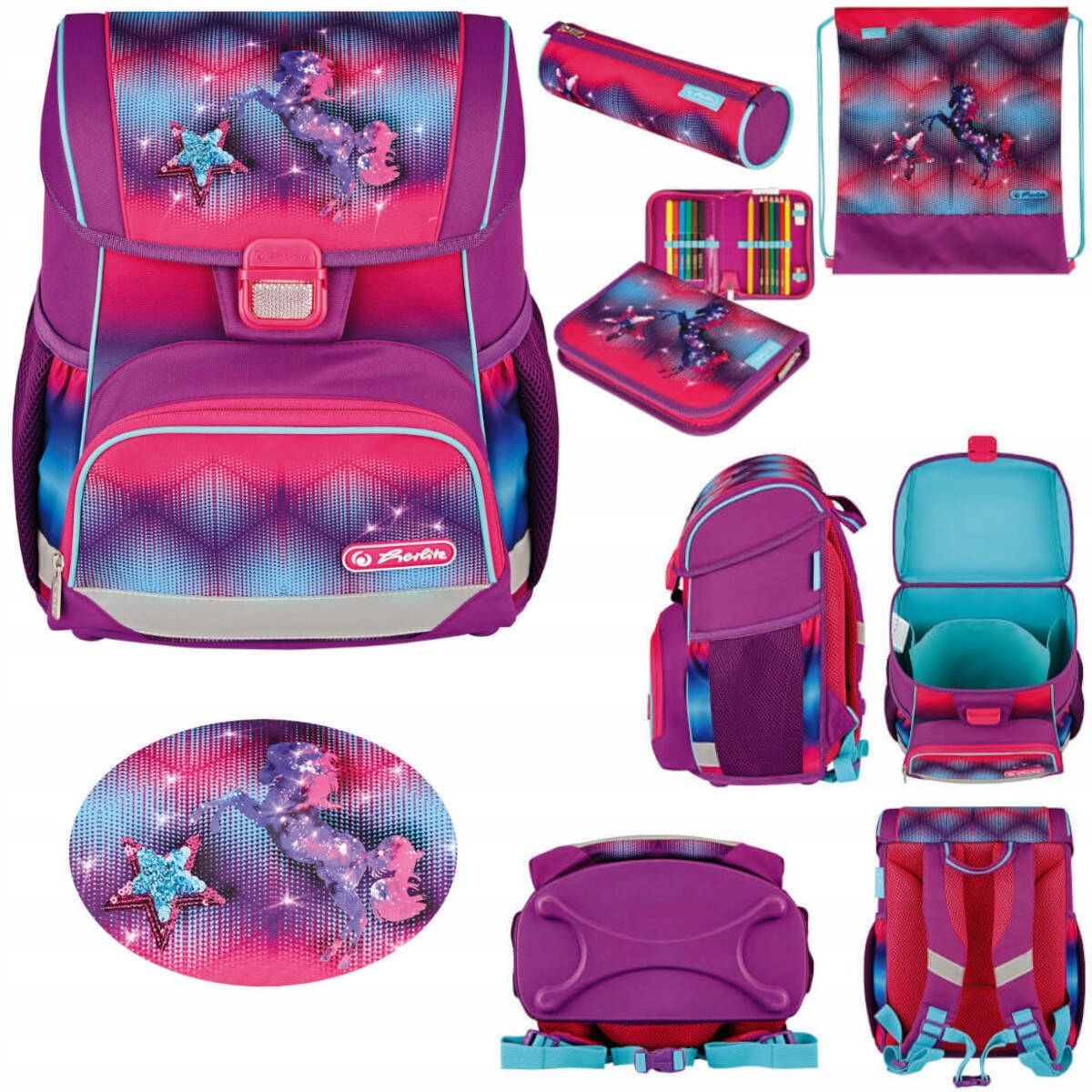  Set school backpack school backpack loop + funky horse horse 6-9 years herlitz