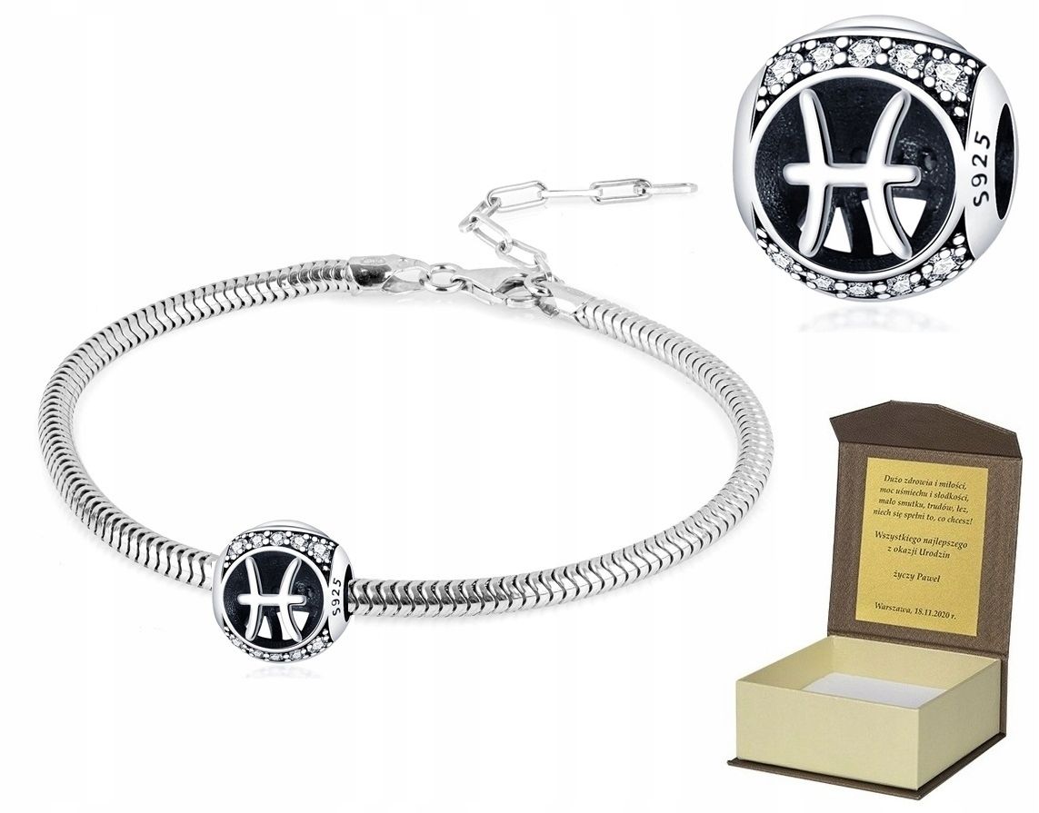  Silver bracelet 19-22cm + charms zodiac sign scorpio bc512
