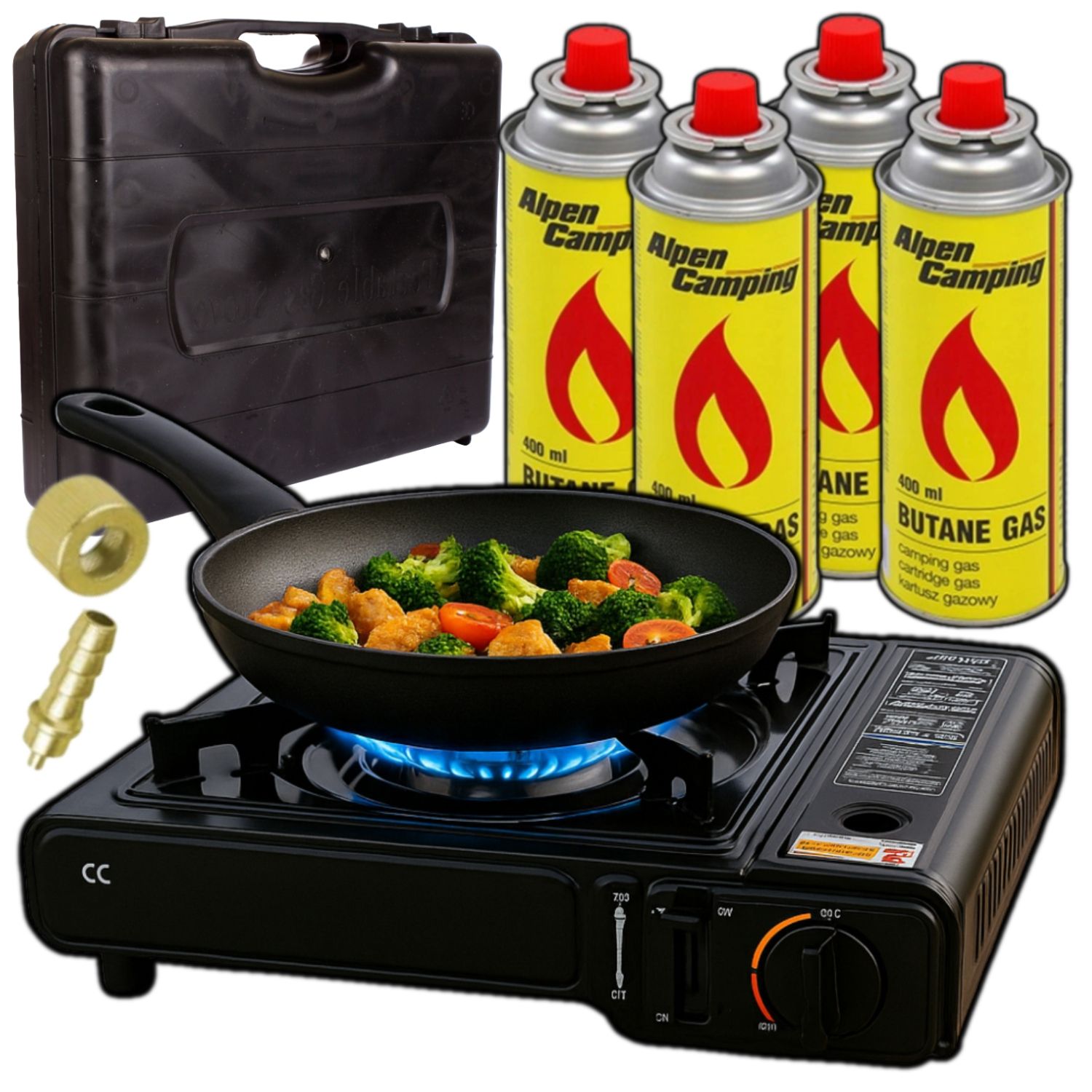  Gas stove tourist universal for gas cylinders gaseous safe 2 in 1