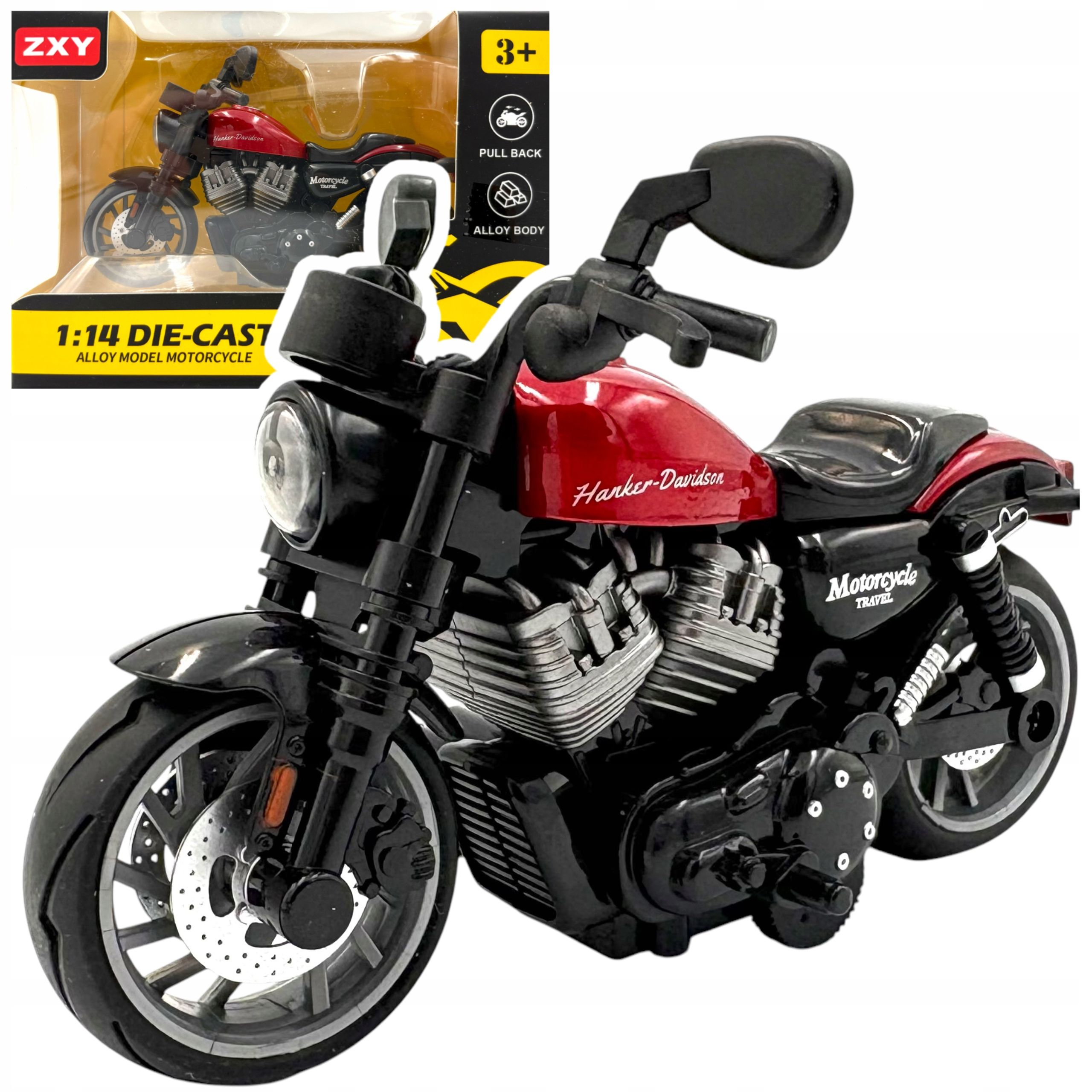  Metalinis motociklas motociklas su pavara žaislinis chopper modelis mąstelis 1:14