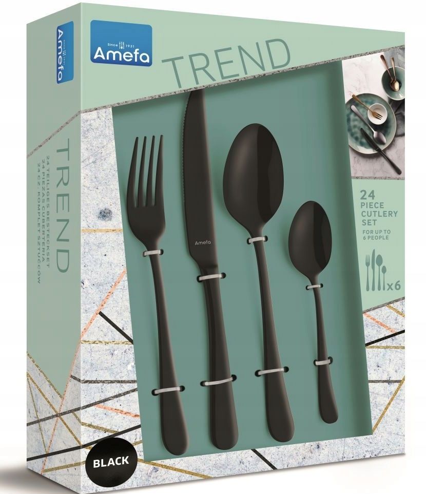  Amefa 24 besteck 1410 austin trend schwarz garnitur modern feiertage 6 personen