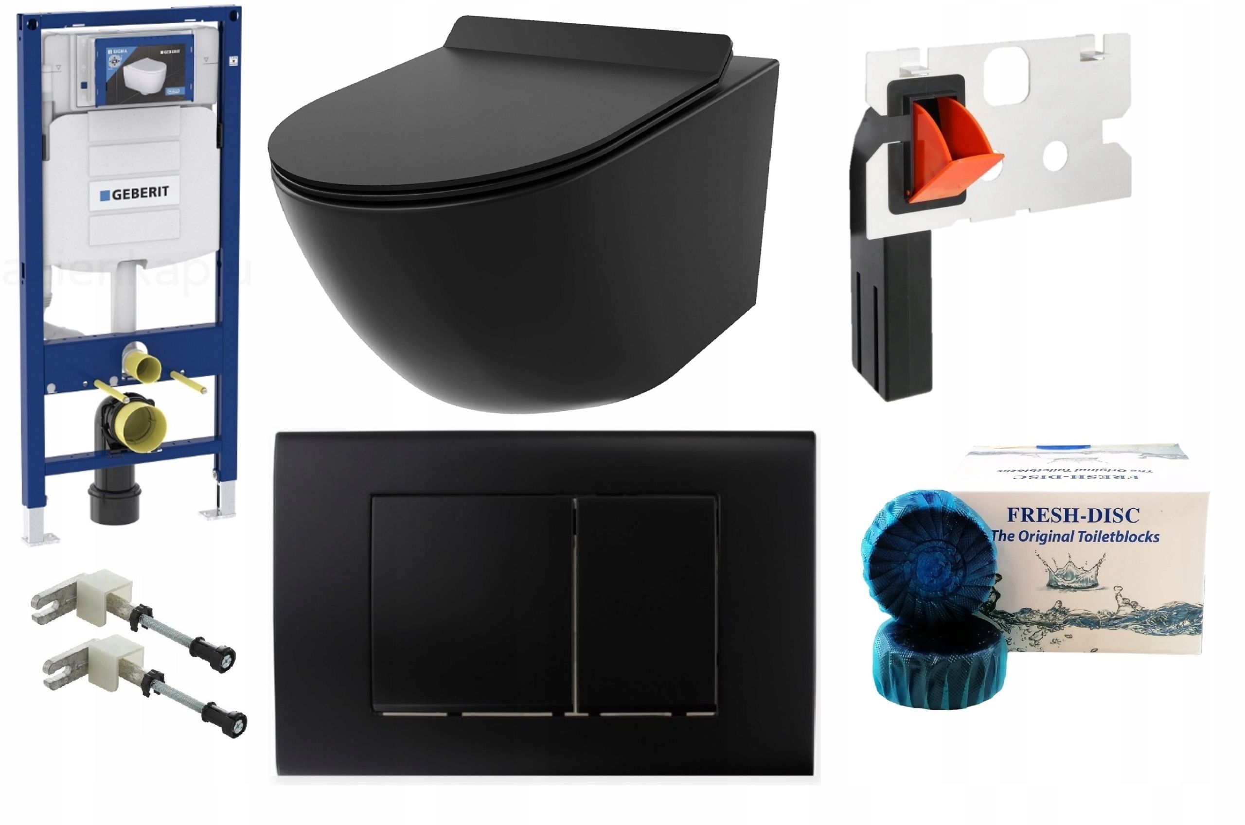  Wc rāmja komplekts geberit + atslēga + tualetes pods melns matēts + dēlis w/o+fresh