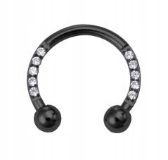  Ohrring circular hufeisen zirkone septum schwarz 10mm