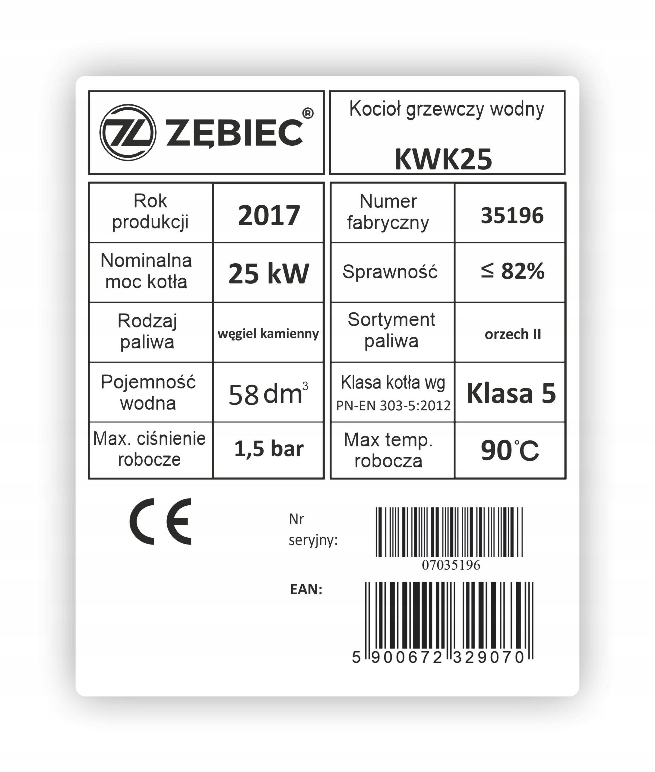  Nameplate sticker on heating boiler kolton others wtornik