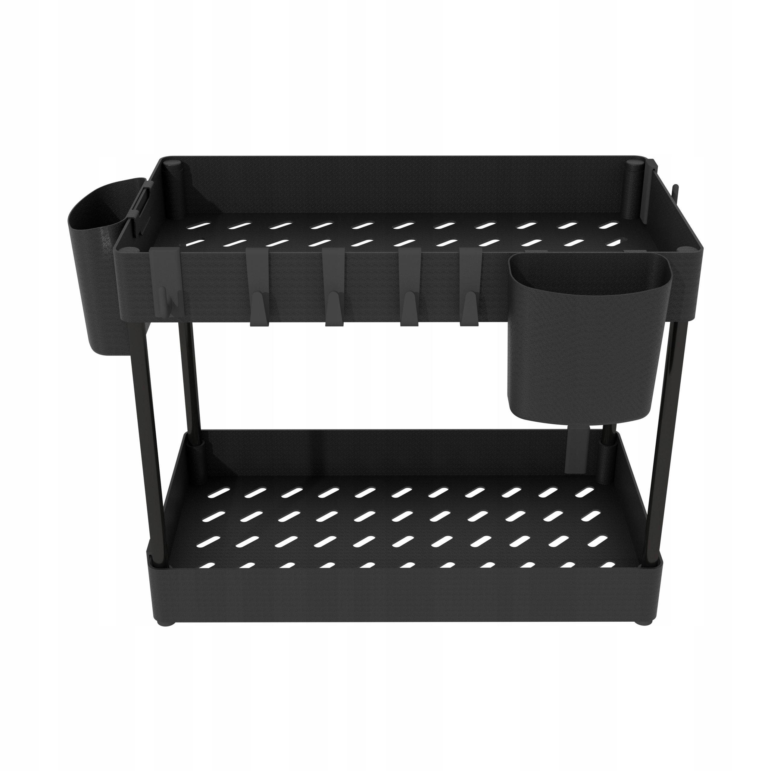  Organizators zem izlietnes, 2 vienāds regal, stāvēt, polka virtuvei, melna krāsa bēniņu stils
