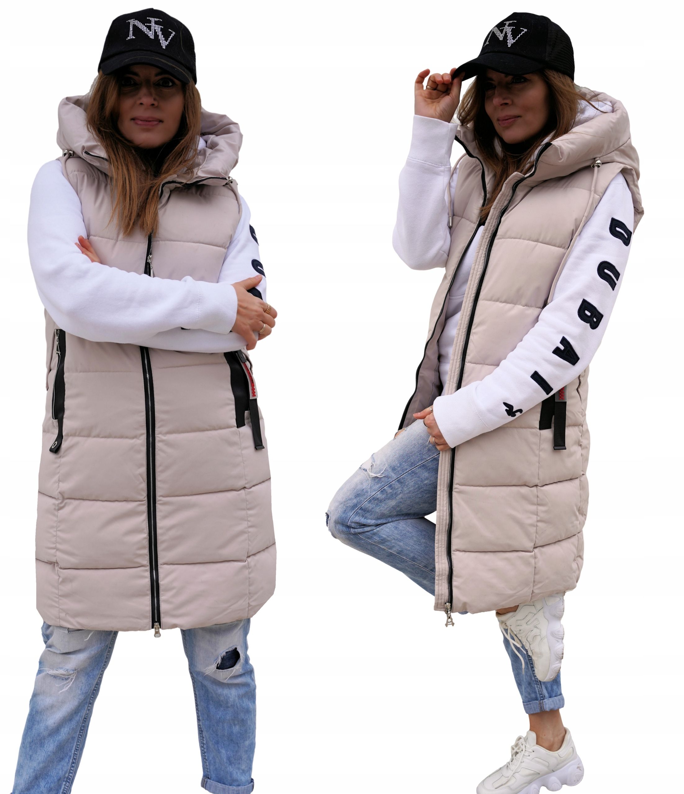  Quilted vest poldlugi with hood black klara size xl/xxl