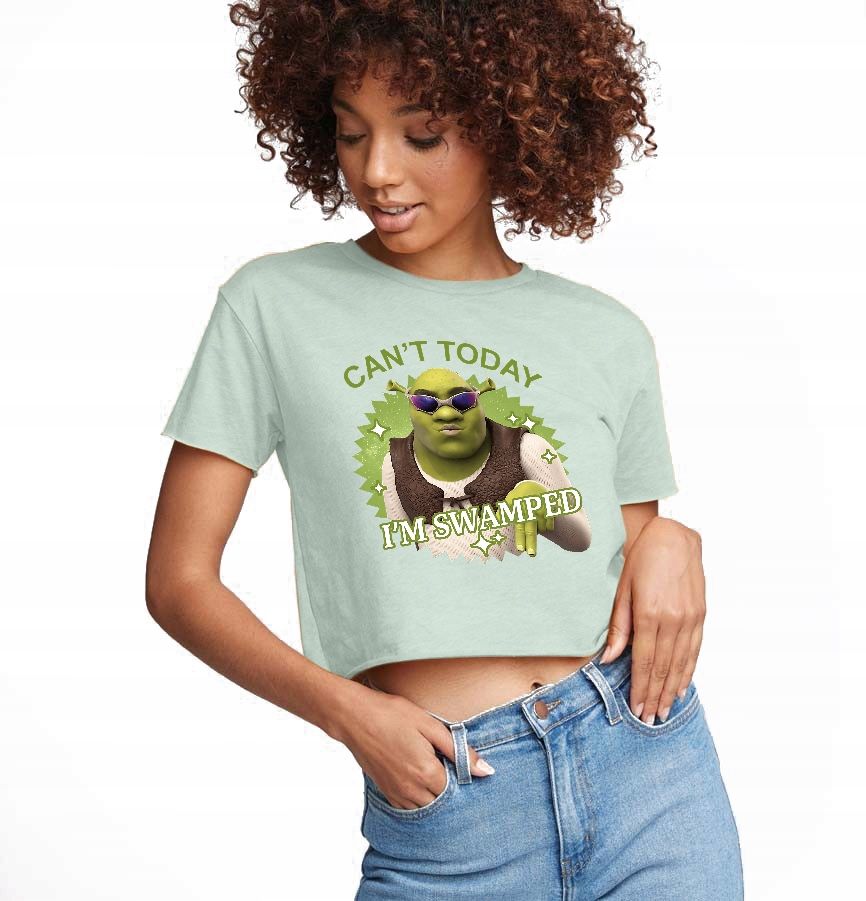  T-shirt kurz crop weiß mermaid muster - s