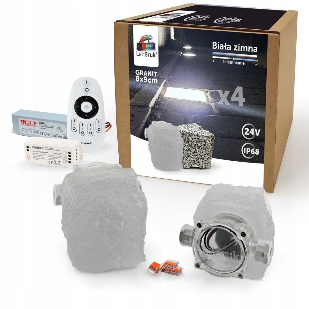  16x svetelný kameň led ledbruk 24v žula bz 5300k
