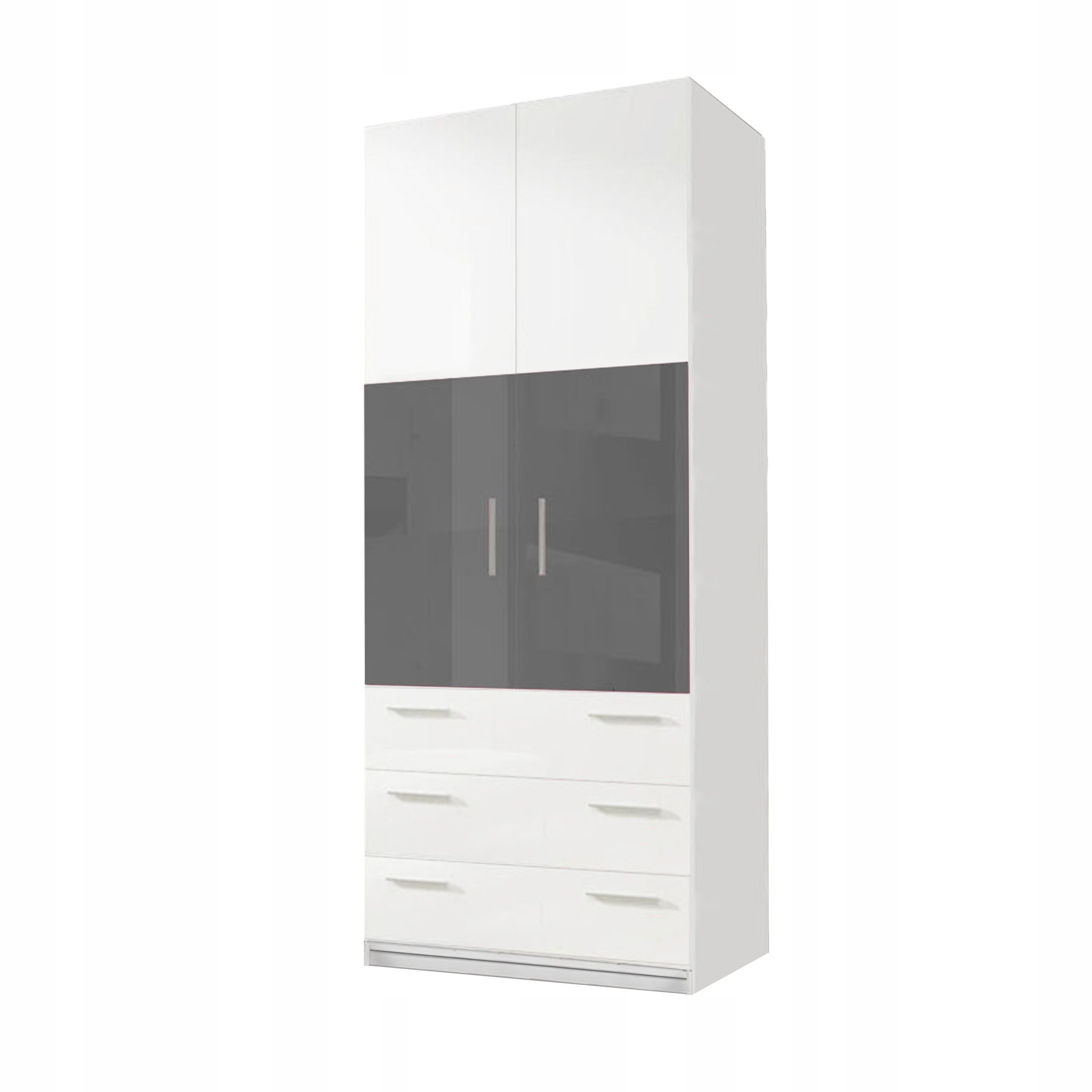  Kleiderschrank paradies 3 mini - breite 80 zentimeter - für die tür abschrägung + schubfächer- grau glosse