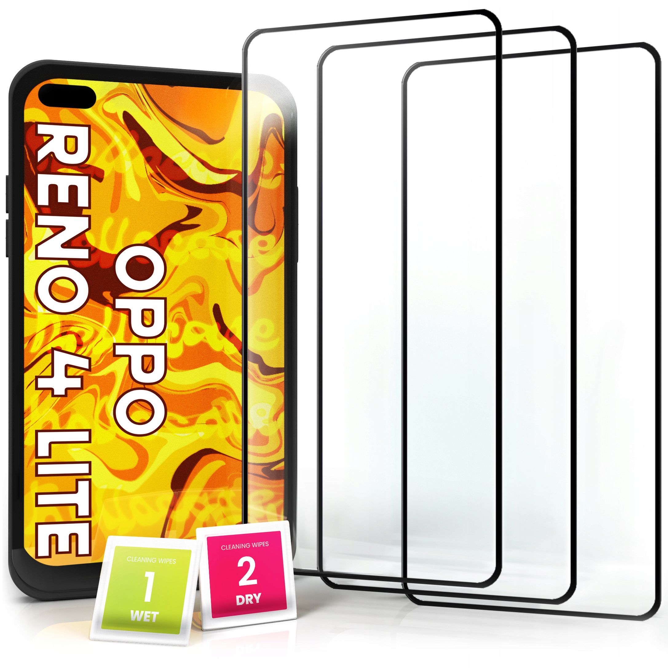  2 pcs. tempered glass - oppo reno 4 f / reno 4 lite / reno 4 se (full, 5d)