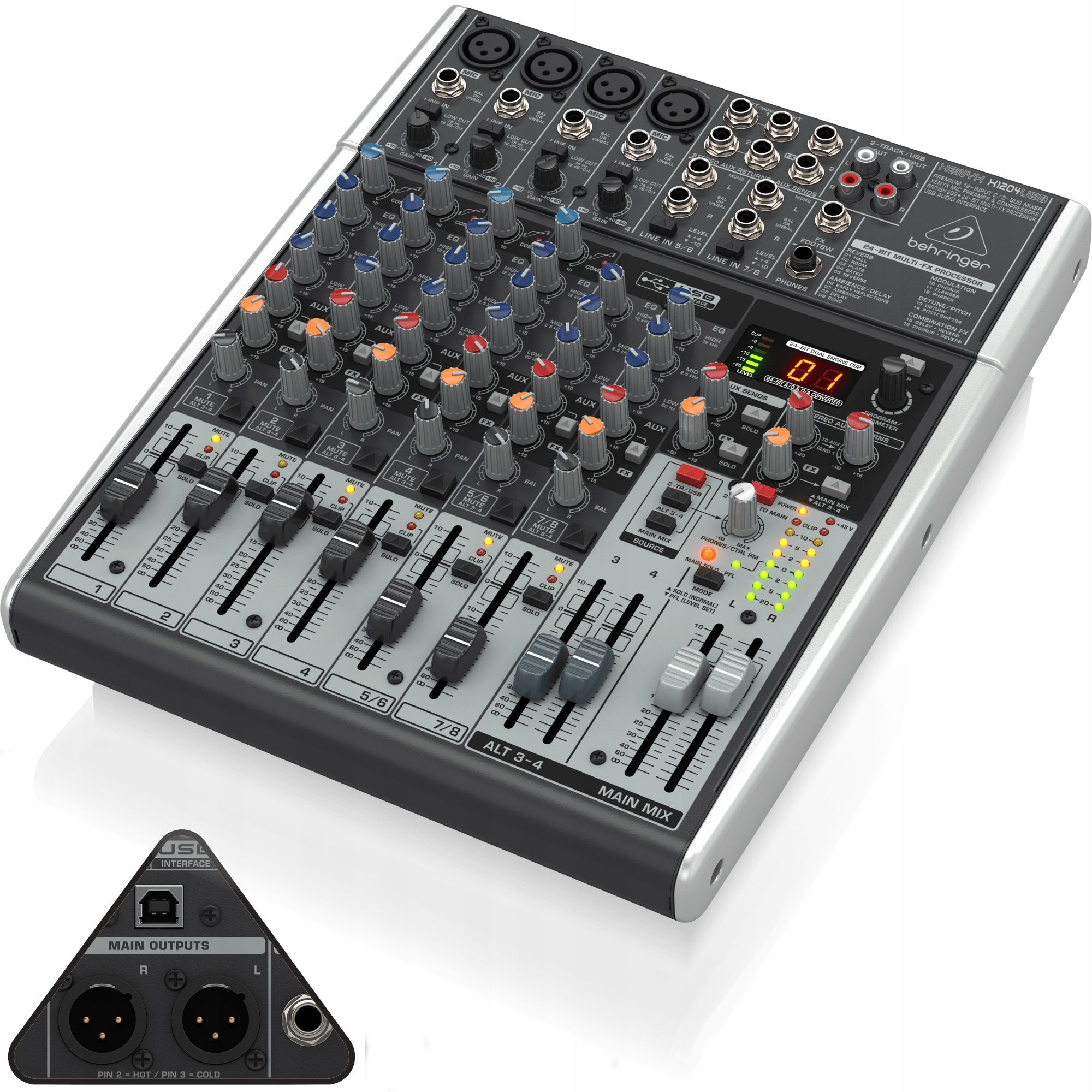  X1204usb mikseris garso 12-kanalų su usb behringeris