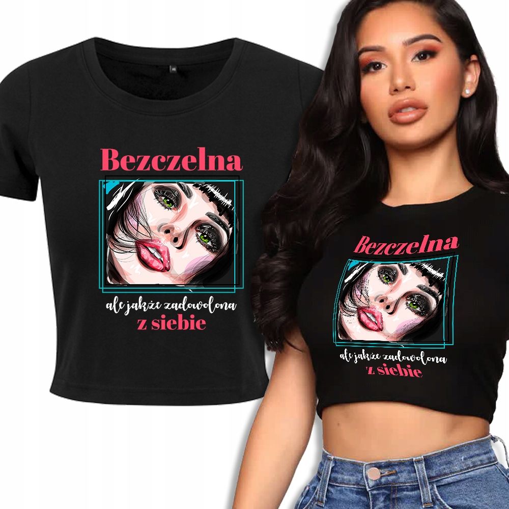  T-shirt kurz crop weiß mermaid muster - s
