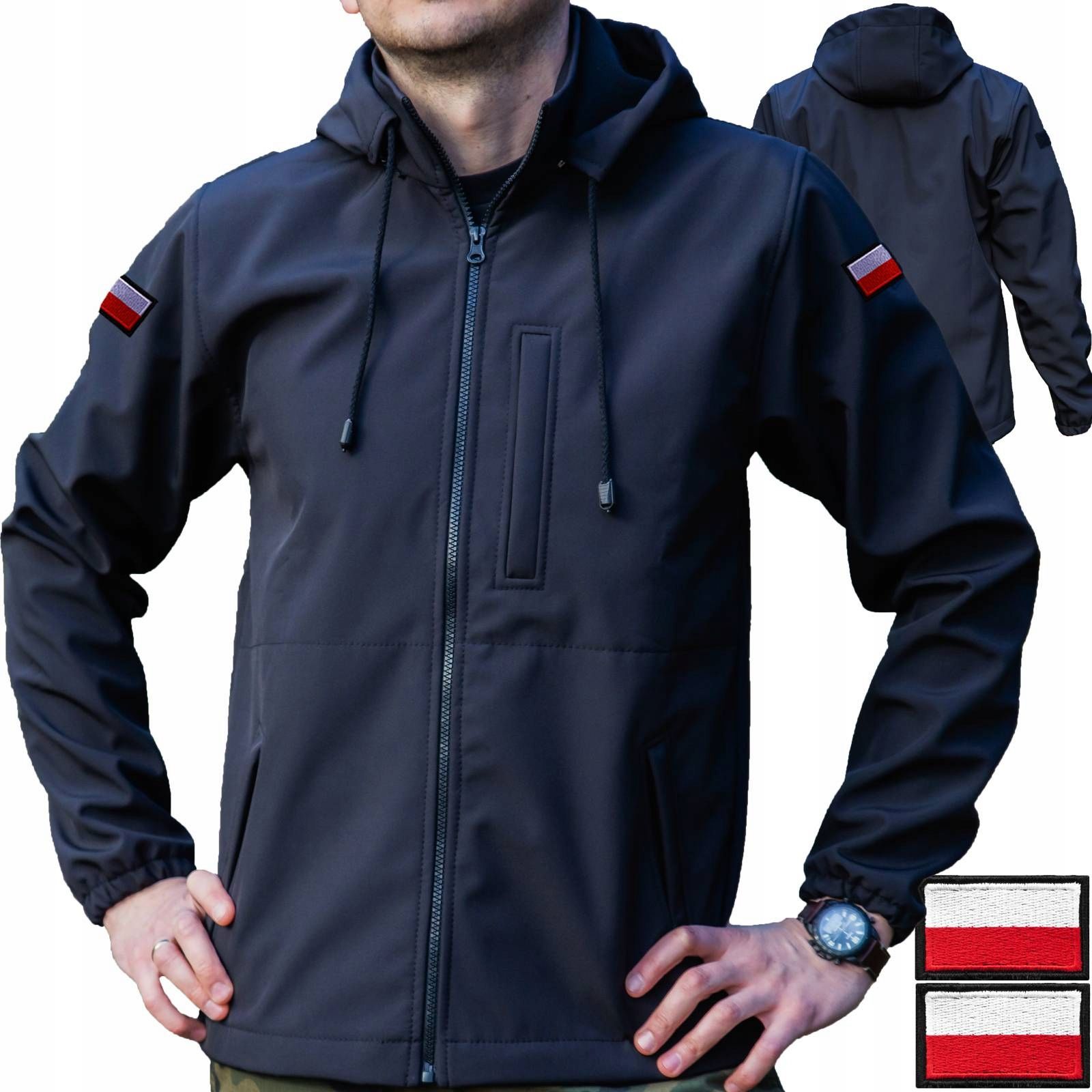  Jacke softshell wasserdicht militär + flaggen olive vom regen r. l