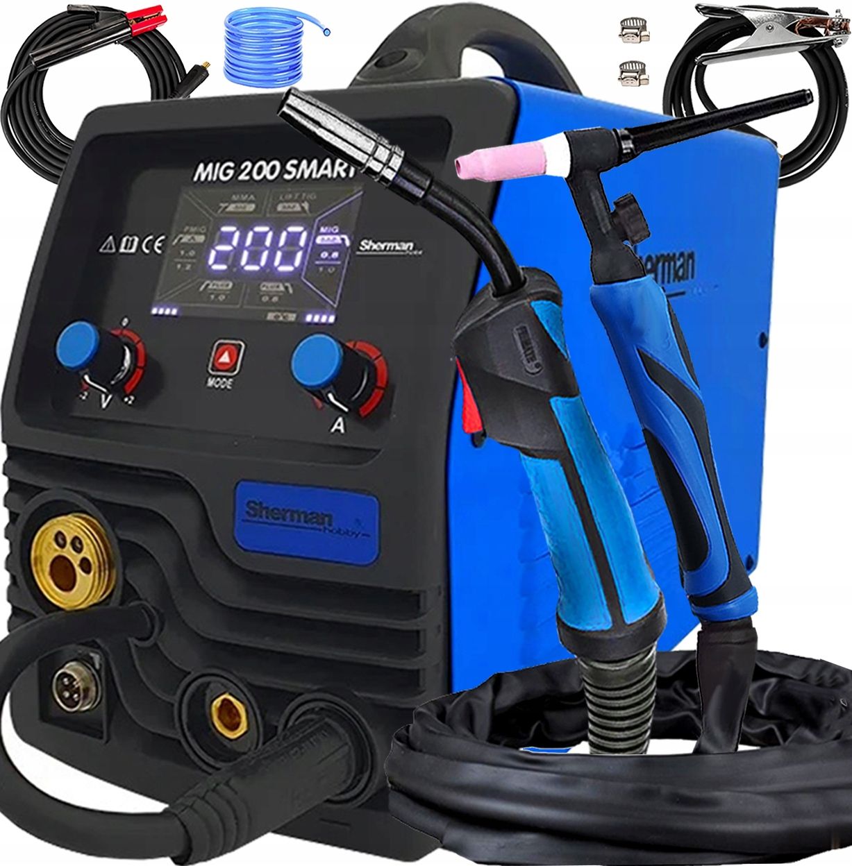  Inverterinis suvirinimo aparatas mig sherman mig 200 smart sinergija 200a tig mma